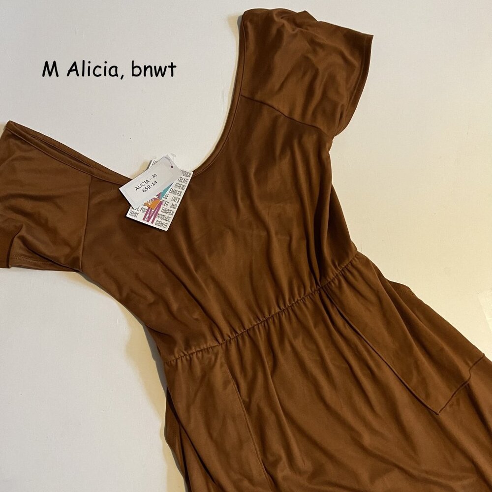 Medium Lularoe Alicia cross back dress, copper brown